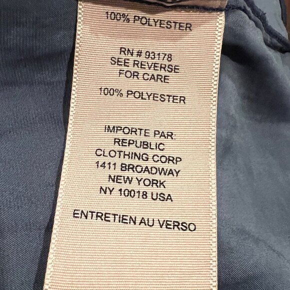 Philosophy Navy Blue V Neck Blouse Career Pleated Flutter Sleeve Size Medium - Picture 8 of 9